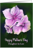 Mothers Day for Daughter in Law Pink Hydrangea Flowers Pastel Custom card