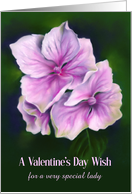 Valentines Day Wish for Her Pink Hydrangea Flowers Personalized card