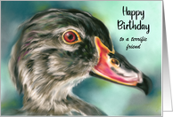 Birthday for Friend Wood Duck Bird Art Personalized card