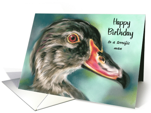 Birthday for Him Wood Duck Bird Wildlife Art Custom card (1753452)