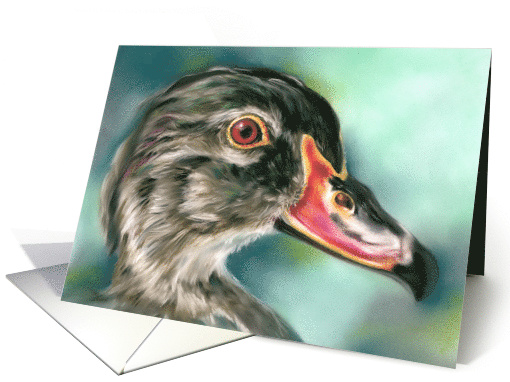 Any Occasion Wood Duck Bird Wildlife Art Blank card (1753466)