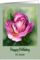 Birthday in June Rose Colorful Floral Pastel Art card