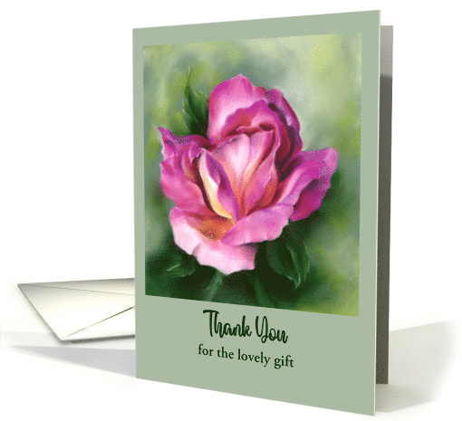 Thank You for Gift Rose Colorful Floral Pastel Art Custom card