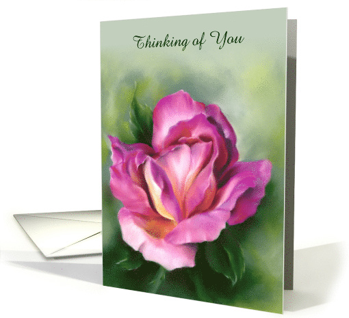 Thinking of You Rose Colorful Floral Pastel Art Custom card (1754194)