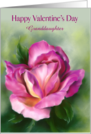 Valentines Day Granddaughter Rose Colorful Floral Pastel Art Custom card