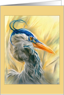 Any Occasion Blue Heron in Reeds Pastel Bird Art Blank card