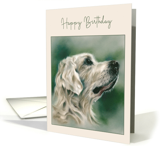 Happy Birthday Golden Retriever Dog in Profile Pastel Art card