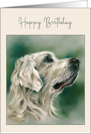 Happy Birthday Golden Retriever Dog in Profile Pastel Art card