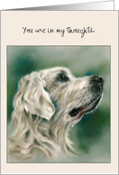 Thinking of You Golden Retriever Dog in Profile Pastel Art Custom card
