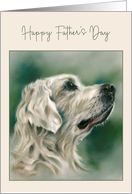 Happy Fathers Day Golden Retriever Dog in Profile Pastel Art card