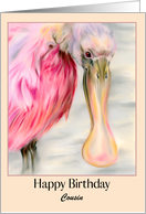 Birthday for Cousin Roseate Spoonbill Water Bird Art Custom card