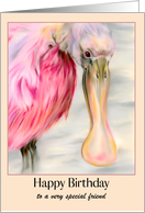 Birthday for Friend Roseate Spoonbill Water Bird Art Personalized card