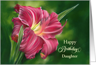 Birthday for Daughter Red Daylily Flower on Green Personalized card