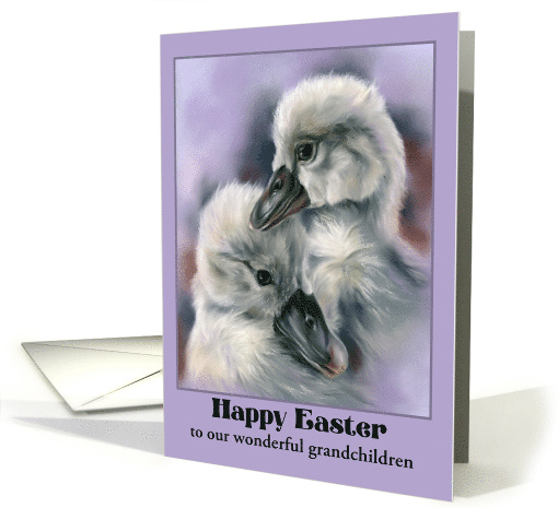 Easter for Grandchildren Sweet Cygnets on Purple Custom card (1759756)