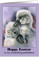 Easter for Grandchildren Sweet Cygnets on Purple Custom card