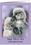 Fathers Day Dad of Twins Sweet Cygnets on Purple Custom card