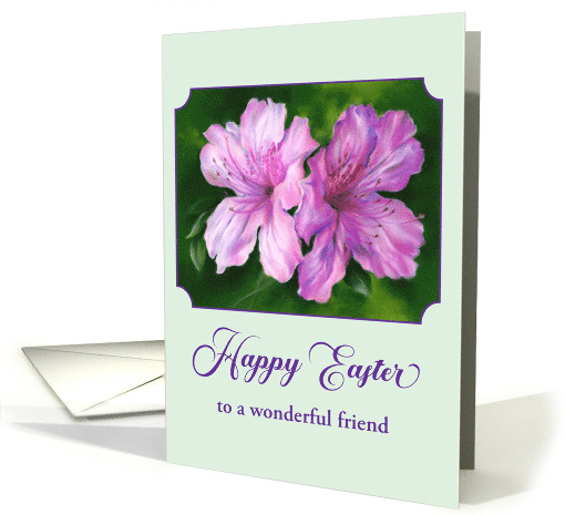 Easter for Friend Azalea Pink and Magenta Flowers Custom card