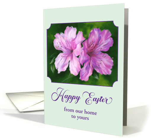 Easter from Our Home Azalea Pink and Magenta Flowers Custom card
