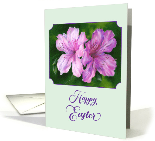 Happy Easter Azalea Pink and Magenta Flowers Pastel Art card (1761112)