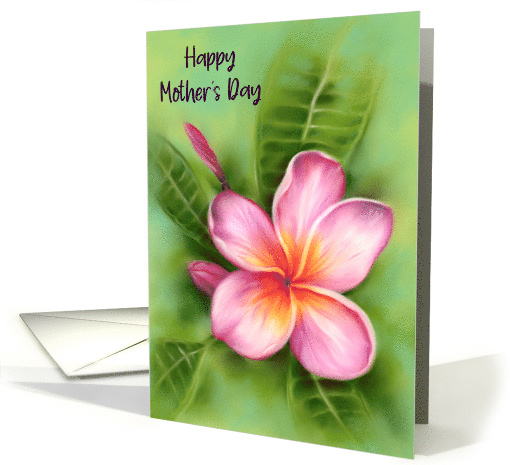 Happy Mothers Day Frangipani Plumeria Tropical Flower Pastel Art card