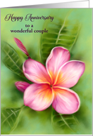 Wedding Anniversary Couple Frangipani Plumeria Tropical Flower Custom card