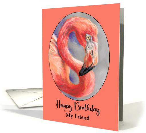 Birthday for Friend Colorful Flamingo Bird Art Profile Custom card