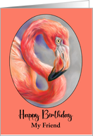 Birthday for Friend Colorful Flamingo Bird Art Profile Custom card