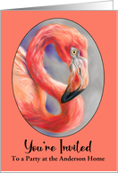 Party Invitation Colorful Flamingo Tropical Bird Art Profile Custom card