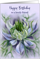 Birthday for Friend Nigella Love in a Mist Pastel Flower Custom card