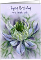Birthday for Her Nigella Love in a Mist Pastel Flower Personalized card