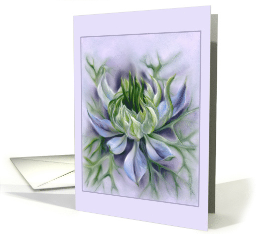 Any Occasion Nigella Love in a Mist Pastel Flower Art Blank card