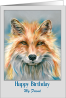 Birthday for Friend Red Fox Animal Portrait Custom card