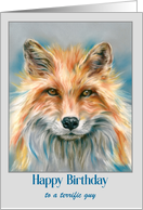 Birthday for Him Red Fox Animal Portrait Custom card