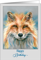 Happy Birthday Red Fox Animal Portrait Pastel Art card