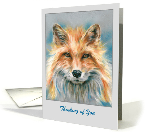 Thinking of You Red Fox Animal Portrait Personalized card (1764830)