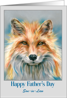 Fathers Day Son in Law Red Fox Animal Portrait Pastel Art Personalized card