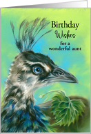 Birthday Wishes for Aunt Peahen Bird Portrait Art Personalized card