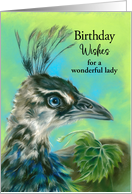Birthday Wishes for Her Peahen Bird Portrait Art Custom card