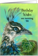 Birthday Wishes Personalized Age Peahen Bird Portrait Art 90 card