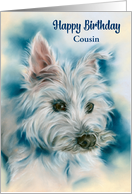 Birthday for Cousin White West Highland Terrier Dog Portrait Custom card