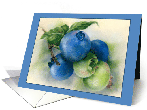 Any Occasion Blueberries Botanical Art Blank card (1768452)