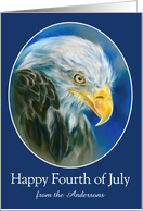 Fourth of July from Our Home Bald Eagle Blue Personalized card