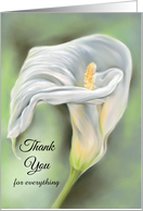 Thank You Graceful Calla Flower White Lily Pastel Art Personalized card