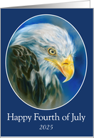 Fourth of July Custom Year Bald Eagle Blue card