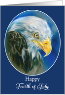 Happy Fourth of July Bald Eagle Blue Pastel Art card