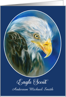 Congratulations Eagle Scout Custom Name Bald Eagle Blue A card