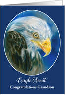Congratulations Eagle Scout Grandson Bald Eagle Blue Personalized card