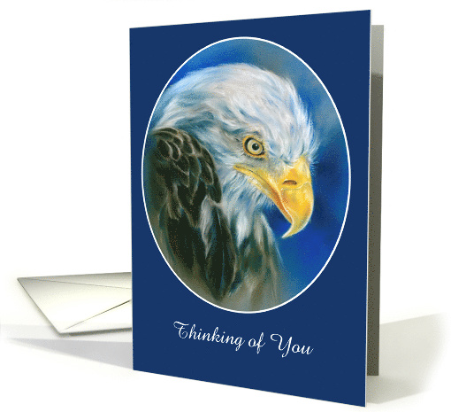 Thinking of You Bald Eagle Blue Pastel Art Personalized card (1769758)