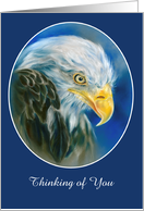 Thinking of You Bald Eagle Blue Pastel Art Personalized card