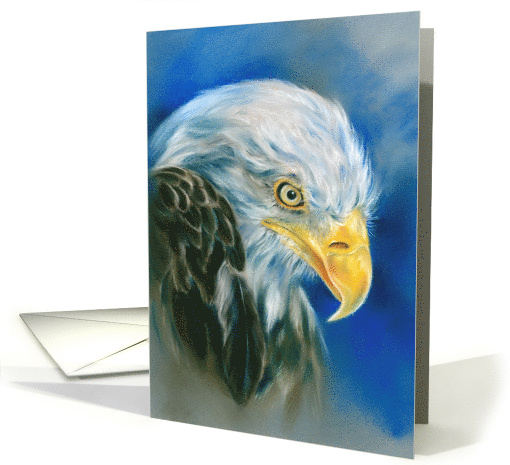 Any Occasion Bald Eagle Blue Pastel Art Blank card (1769764)